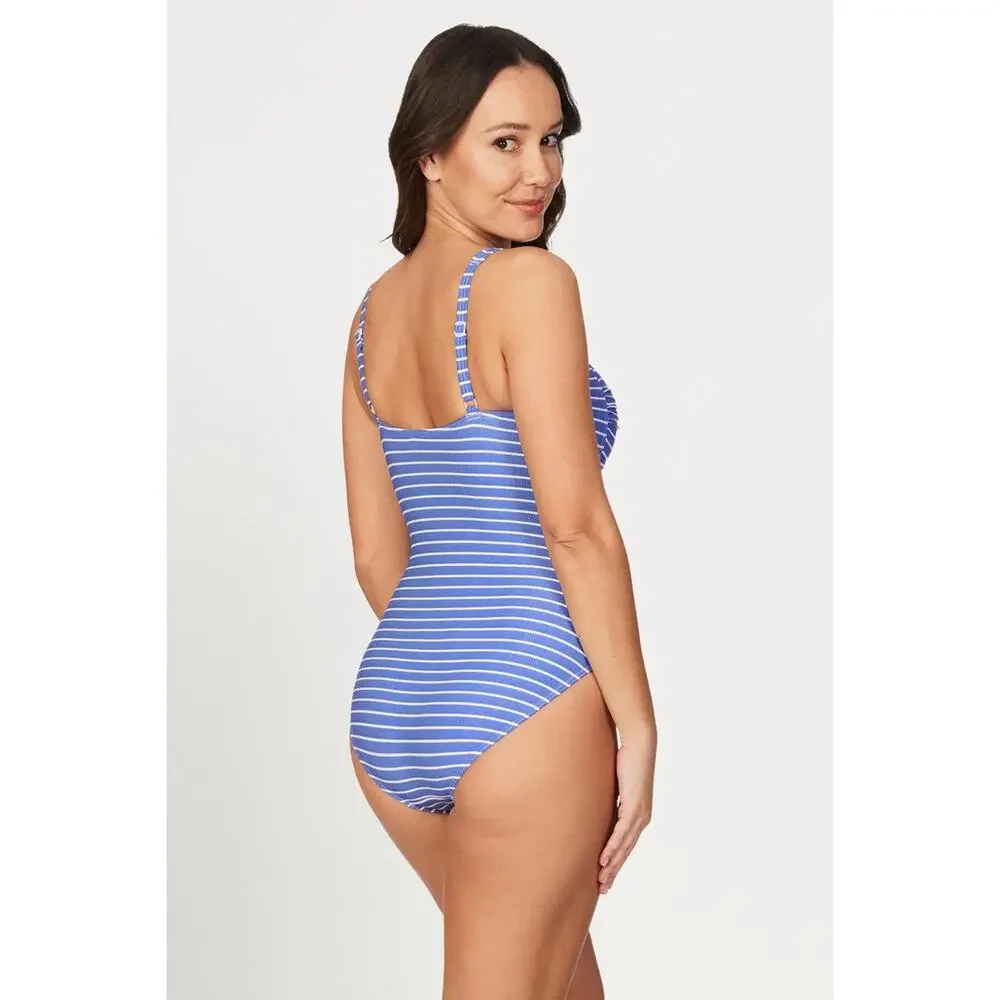 Niptuck Blue Striped One Piece Swimsuit Size 10